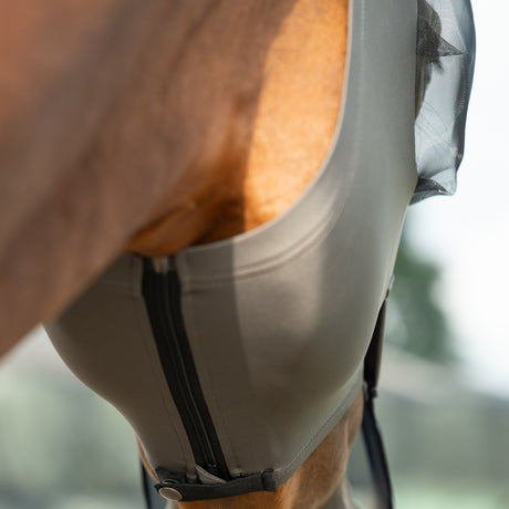 HKM Anti-Fly Mask -Elastic- with Nose #colour_mud-grey