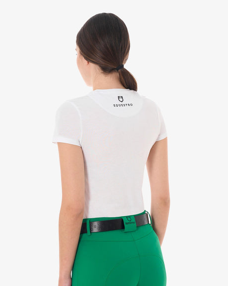 Equestro Women's Cotton Jumping Horse Club T-Shirt #colour_white