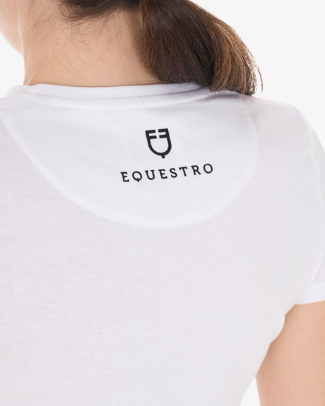 Equestro Women's Monaco Cotton T-Shirt With Rhinestones #colour_white