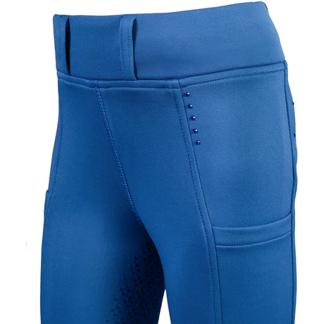 HKM Children's Silicone Full Seat Riding Leggings -Lana II- Style #colour_blue