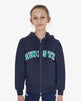 Equestro Kids' Hoodie With Zip And Sponge Lettering #colour_blue-green