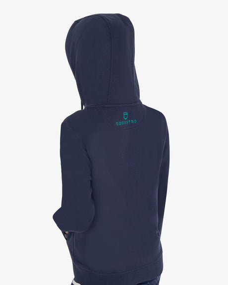 Equestro Kids' Hoodie With Zip And Sponge Lettering #colour_blue-green