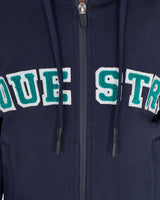 Equestro Kids' Hoodie With Zip And Sponge Lettering #colour_blue-green