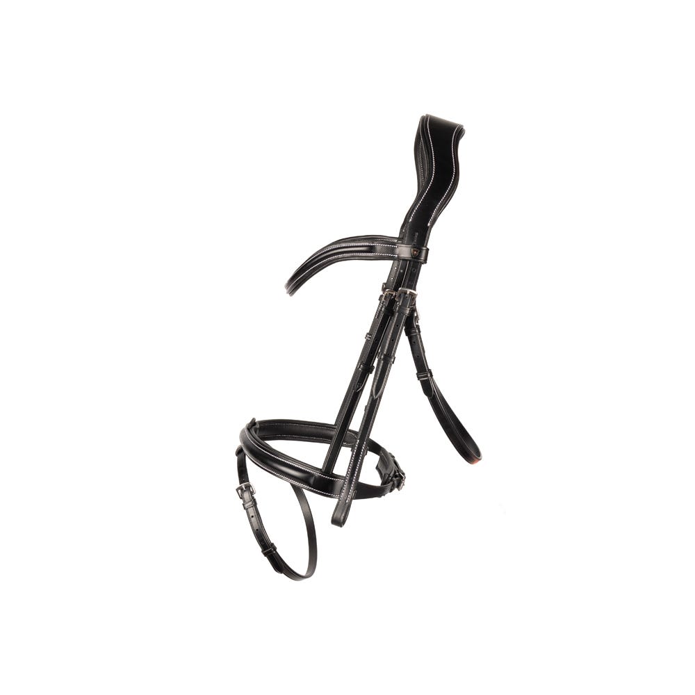 ProPresicce Pelle Raised Flash Leather Bridle by Hy Equestrian #colour_black-silver