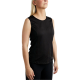 Montar MoStella Mesh Sleeveless Top with Contrast Stated Logo Print #colour_black