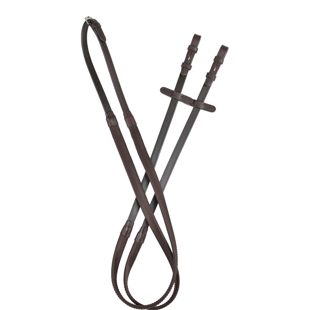 Collegiate Comfitec Opulux Plain Flat Rubber Reins #colour_dark-brown