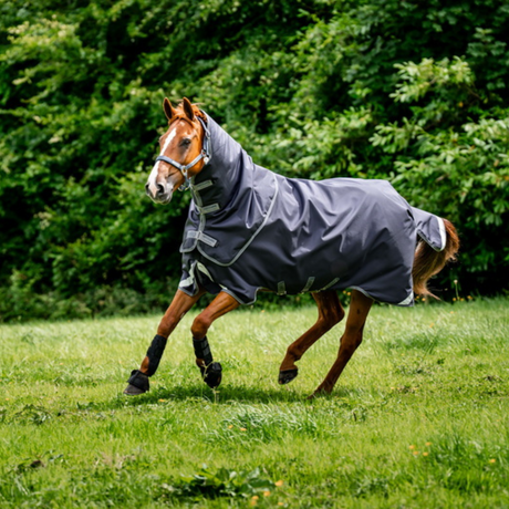 Horseware Ireland Rambo Duo Ripstop 100g Plus Turnout Bundle (100g + 200g) #colour_navy-thunderstorm-grey-silver