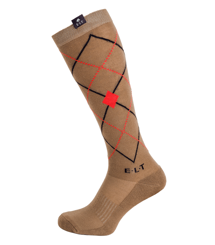 ELT Argyle Riding Socks #colour_cappuccino-fire-red