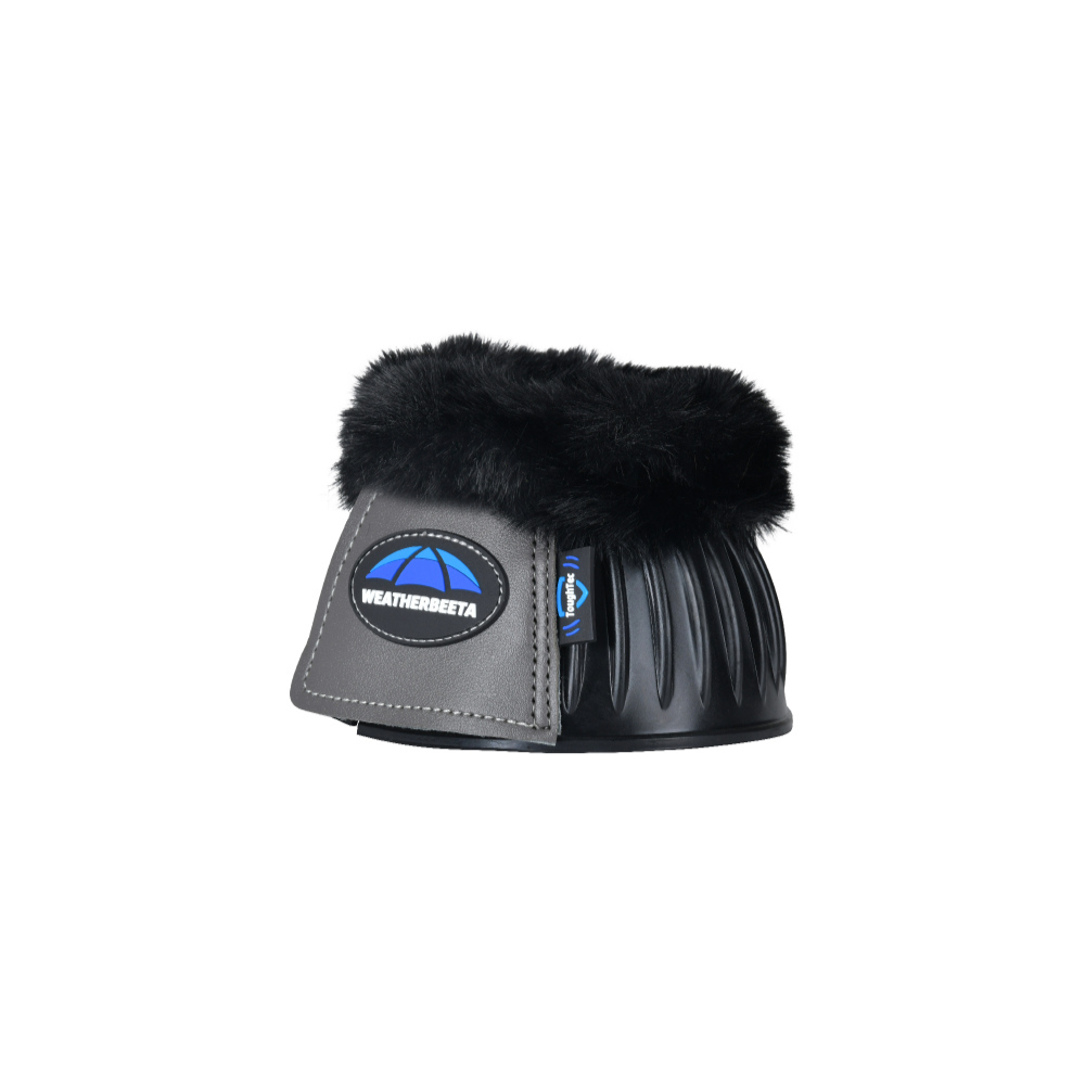 Weatherbeeta Tough-Tec Prime Fleece Trim Rubber Bell Boots #colour_black-grey