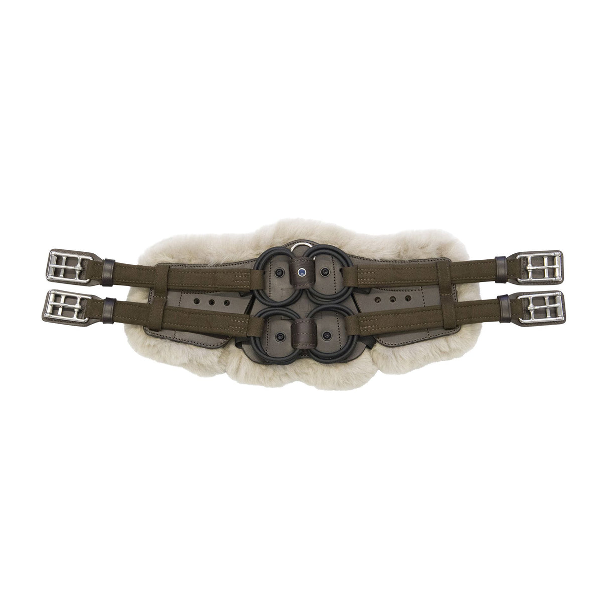 Stubben Equi-Soft® Short Saddle Girth with Cover - Ebony #colour_lambskin-beige-brown