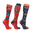 Hy Equestrian Ruby the Robin Christmas Socks Pack of 3 #colour_navy-red-green