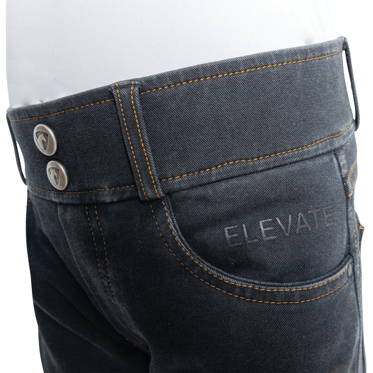 Hy Equestrian Elevate Mizs Style Denim Breeches #colour_black