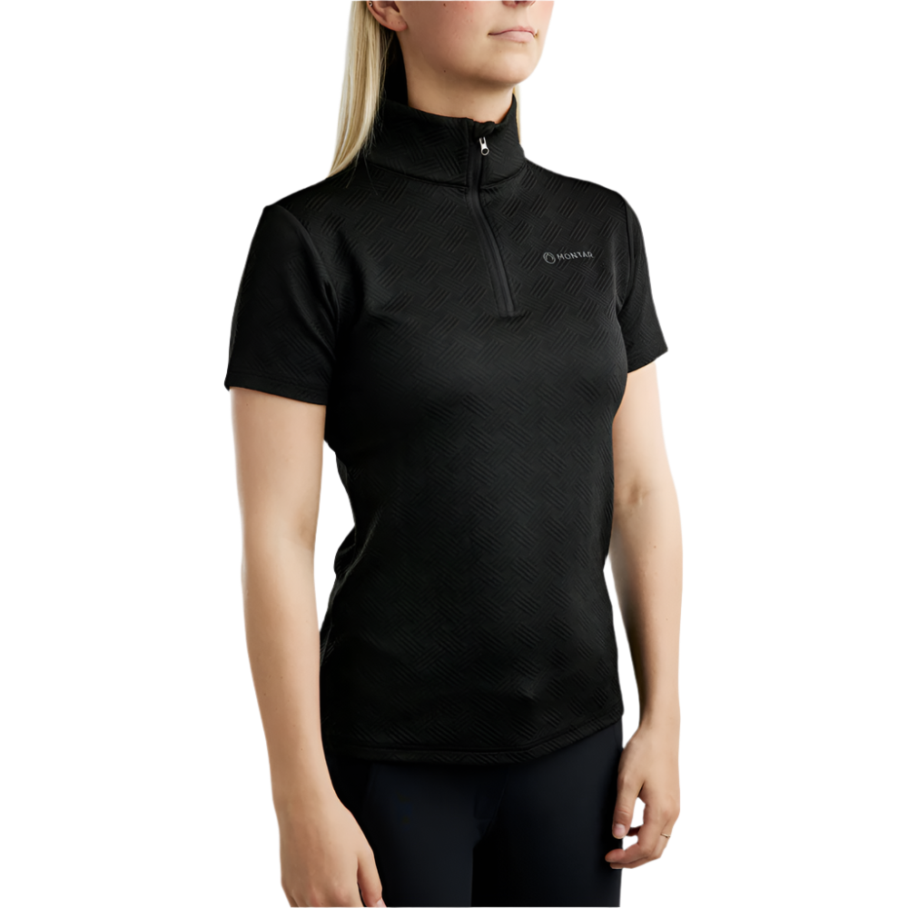 Montar MoCilia Refined Short Sleeved Jacquard Training Shirt #colour_black