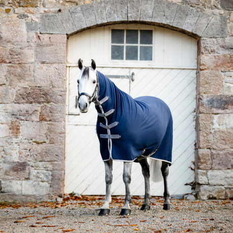 Horseware Ireland Amigo Jersey Integrated Cooler #colour_navy-titanium grey-silver
