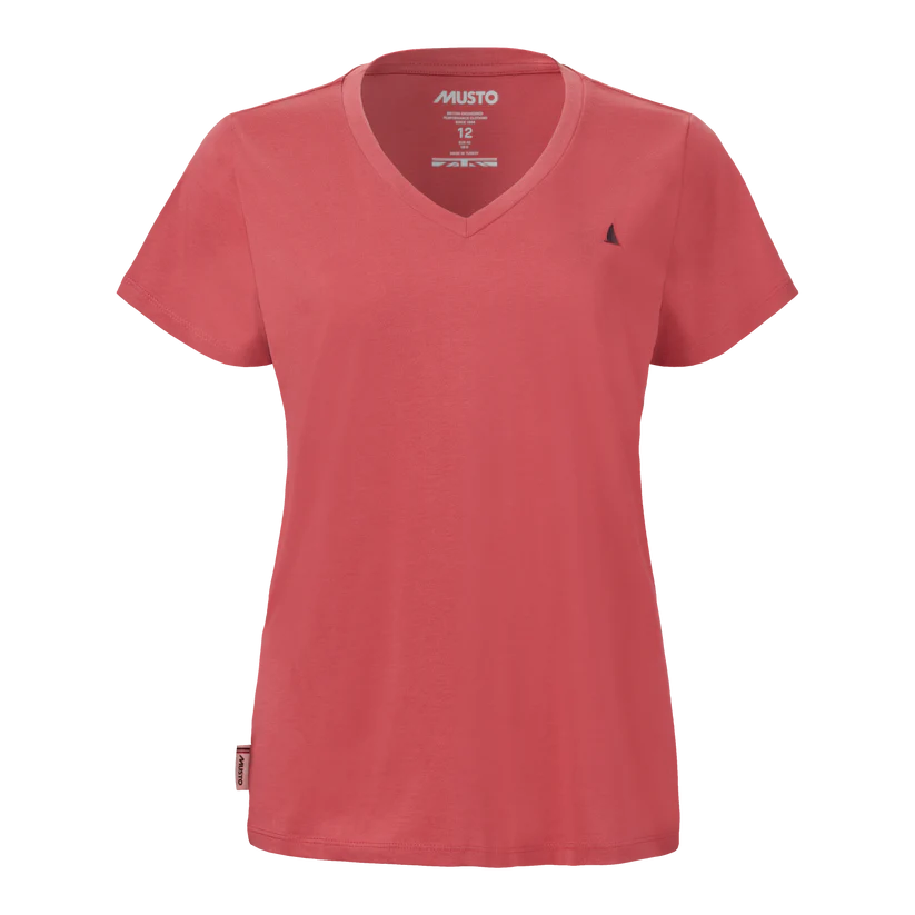 Musto Women's Original V Neck Short Sleeved T-Shirt #colour_sweet-raspberry