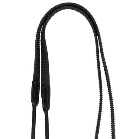 Acavallo Tubular Reins Leather & Rubber #colour_black