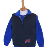 British Country Collection Three Tractors Childrens Gilet #colour_navy