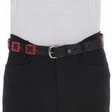 Leather belt with geometric pattern