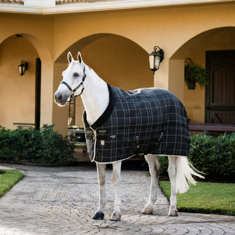 Horseware Ireland Rhino Original Stable Medium Vari-Layer 250g #colour_black-grey-white-check-grey