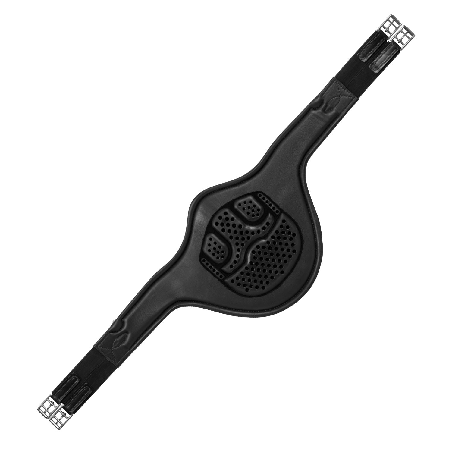 Acavallo Jumping Stud Guard Girth Leather & Gel #colour_black