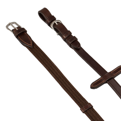 Acavallo Nylon Reins Leather Loops #colour_brown