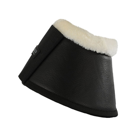 Acavallo Eco-Leather Bell Boots Faux Sheepskin & Hook-And-Loop Closure #colour_black