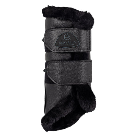 Acavallo Front Brushing Boots Eco-Leather & Faux Sheepskin #colour_black