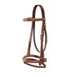 Equestro Leather English Bridle With Contrast Stitching #colour_cognac