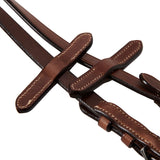 Equestro Leather English Bridle With Contrast Stitching #colour_cognac