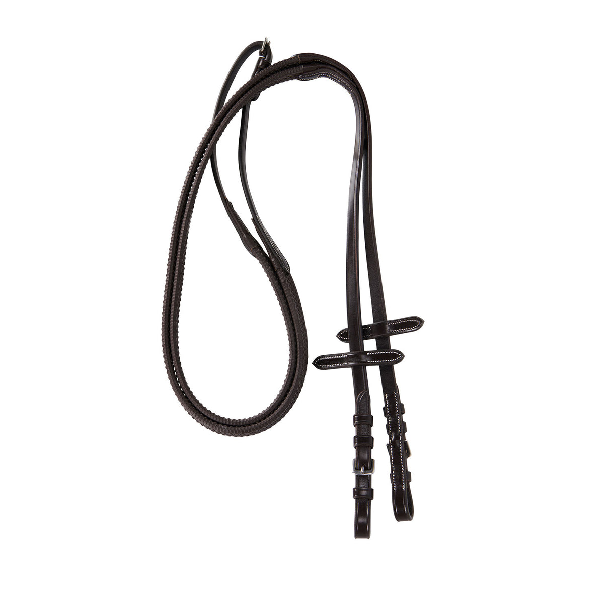 Equestro Leather English Bridle With Contrast Stitching #colour_brown
