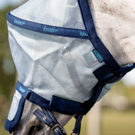 Horseware Ireland Rambo Flymask Plus #colour_azure-blue-navy-electric-blue