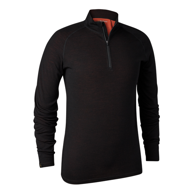 Deerhunter Men's Quinn Merino 1/2 Zip Undershirt #colour_black-oak