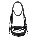 Anatomical leather dressage bridle with rhinestones