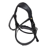 Anatomical leather dressage bridle with rhinestones