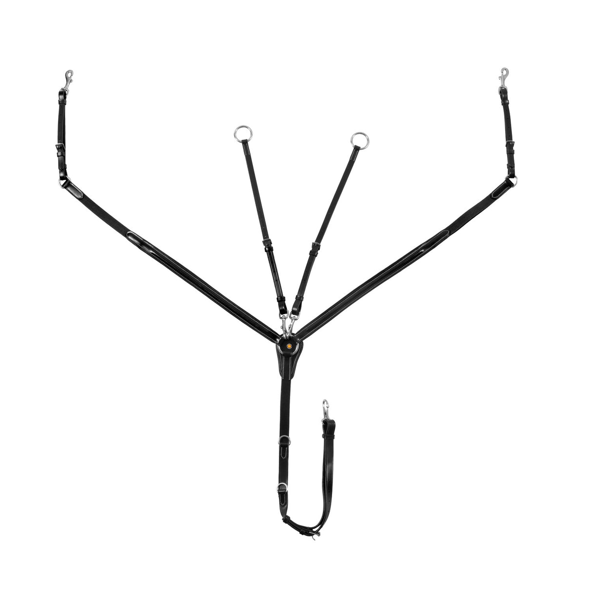 LEATHER BREASTPLATE WITH ELASTIC INSERTS & REMOVABLE MARTINGALE