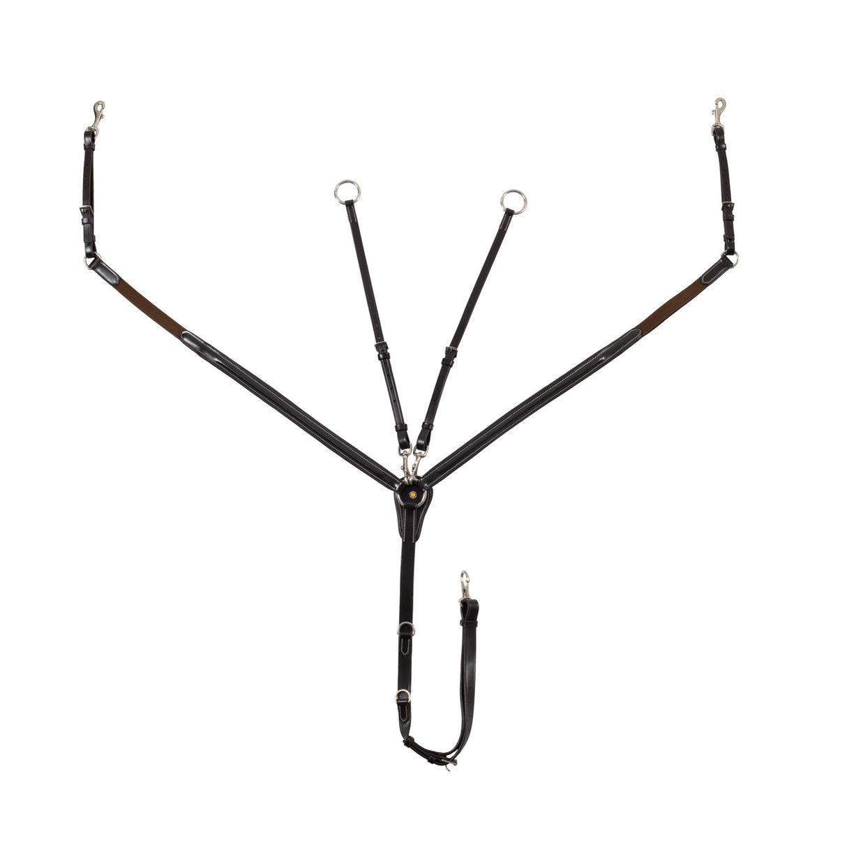 LEATHER BREASTPLATE WITH ELASTIC INSERTS & REMOVABLE MARTINGALE