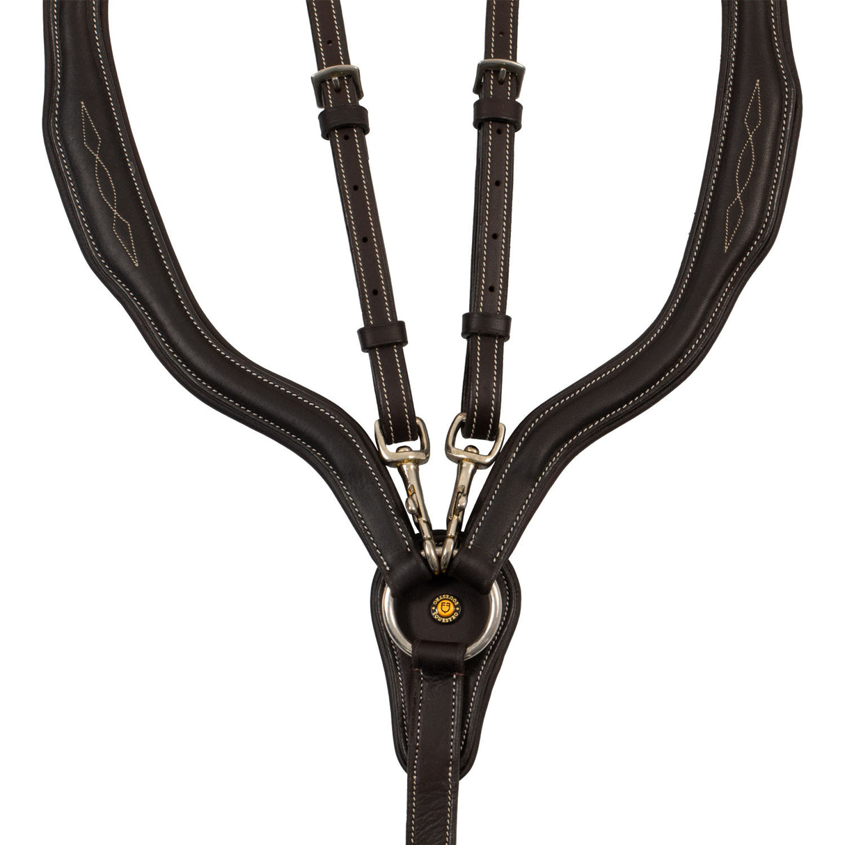 Anatomical leather breastplate with removable martingale