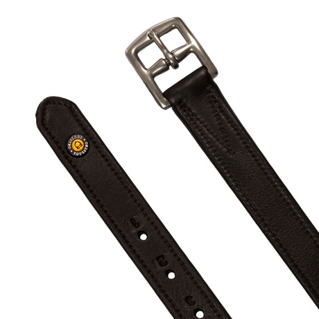 Equestro Leather Stirrup Leathers With Numbered Holes #colour_brown