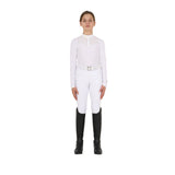Equestro Girls' Slim Fit Competiton Polo Shirt Rhinestones #colour_white