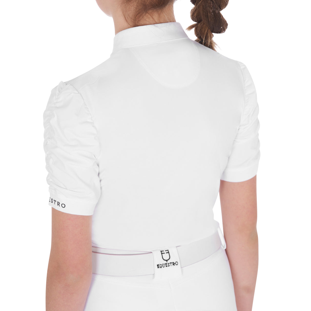 Equestro Girls' Slim Fit Competition Polo Shirt With Gathered Sleeves