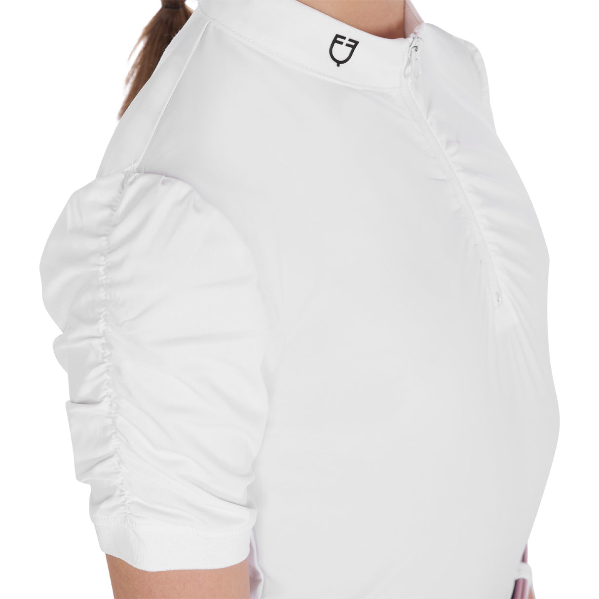 Equestro Girls' Slim Fit Competition Polo Shirt With Gathered Sleeves