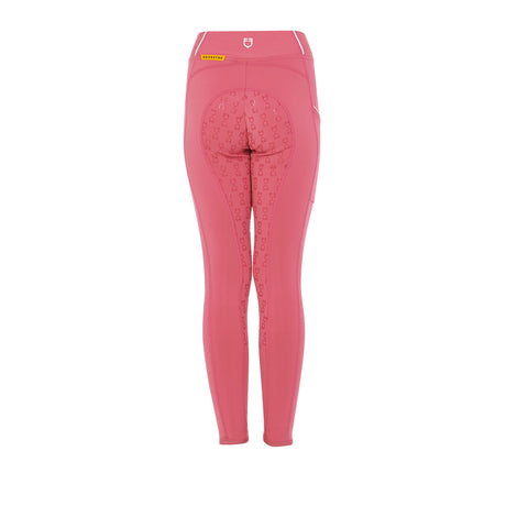 Equestro Girls' Slim Fit Grip Leggings With Logo #colour_fucsia 