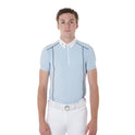 Equestro Men's Slim Fit Polo Shirt In Technical Fabric With Piping #colour_blue-black