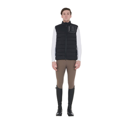 Equestro Men's Stretch Fabric Vest Silicone Patch #colour_black