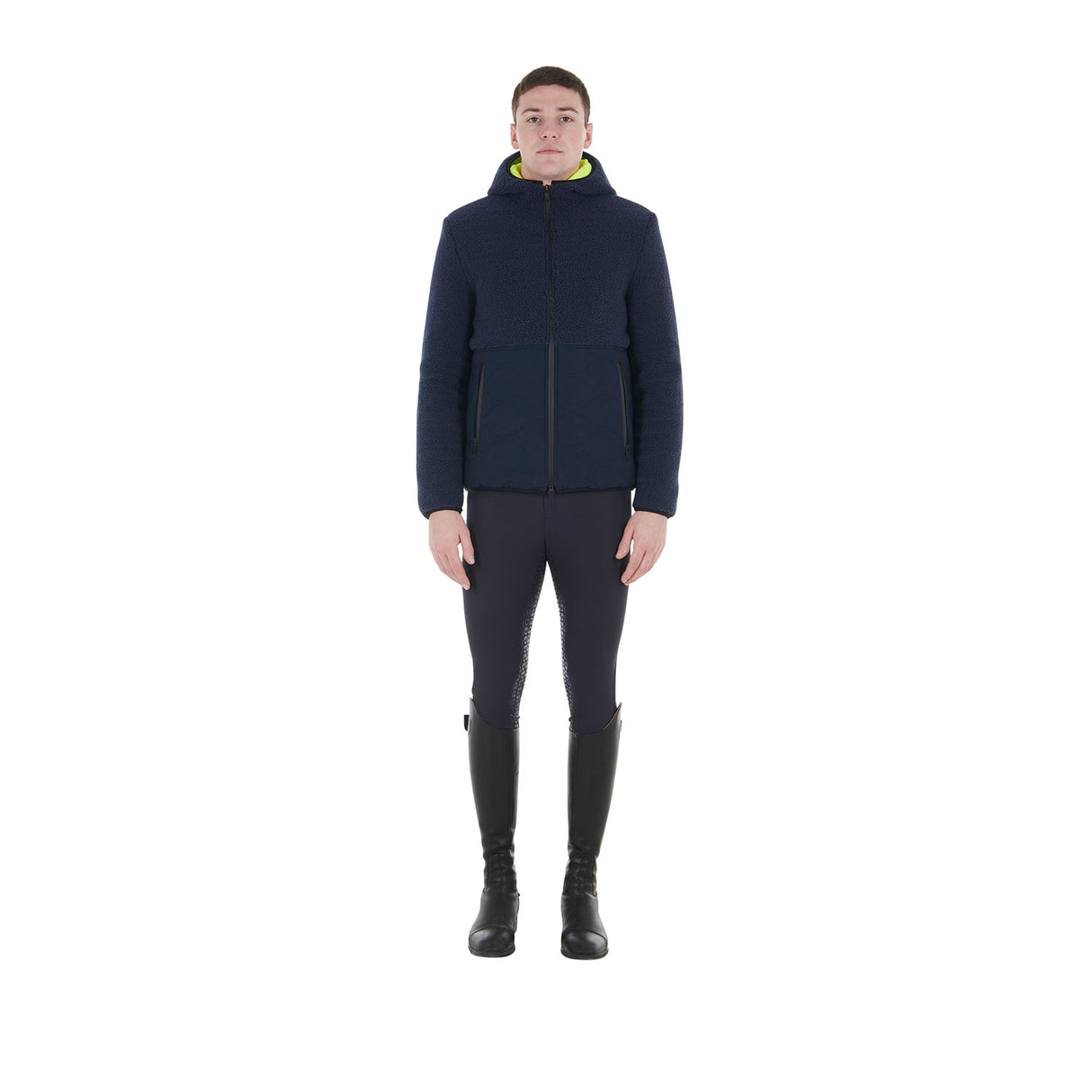 Equestro Men's Waterproof Jacket With Teddy Inserts #colour_blue