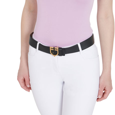 Equestro Double Face Smooth Leather Belt #colour_black-brown-gold