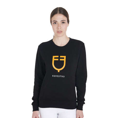 Equestro Women's Crewneck Sweatshirt With Central Logo #colour_black