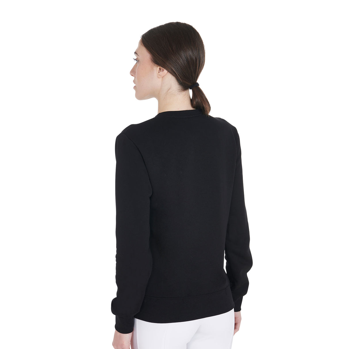 Equestro Women's Crewneck Sweatshirt With Central Logo #colour_black