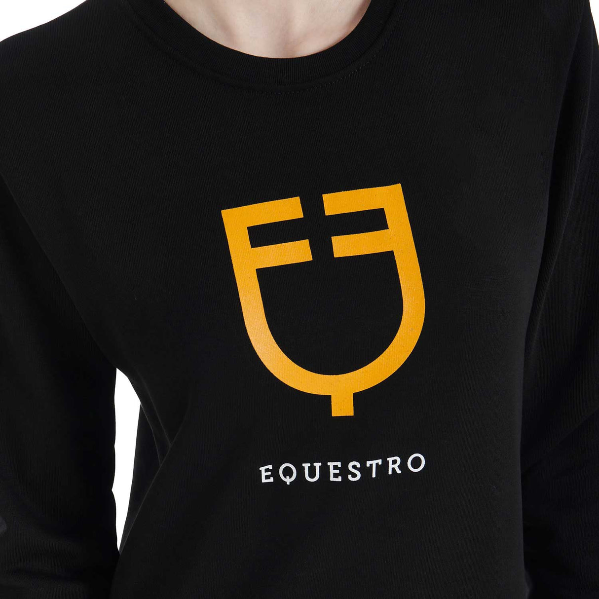 Equestro Women's Crewneck Sweatshirt With Central Logo #colour_black