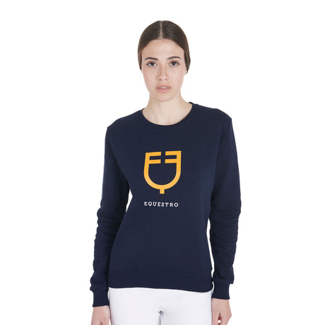 Equestro Women's Crewneck Sweatshirt With Central Logo #colour_blue